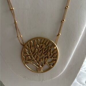 Elegant Gold Tree Pendant Necklace